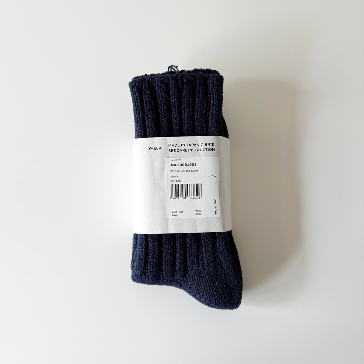 YAECA / Cotton Silk Rib Socks / NAVY