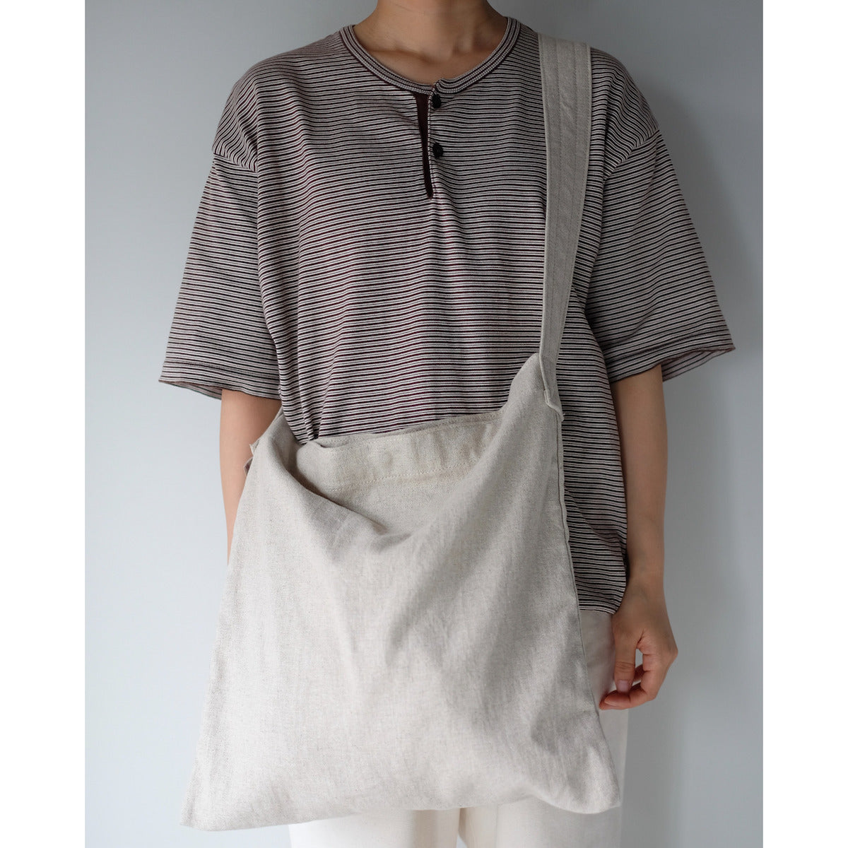 THREAD-LINE / Linen Cotton Flat Shoulder / BEIGE