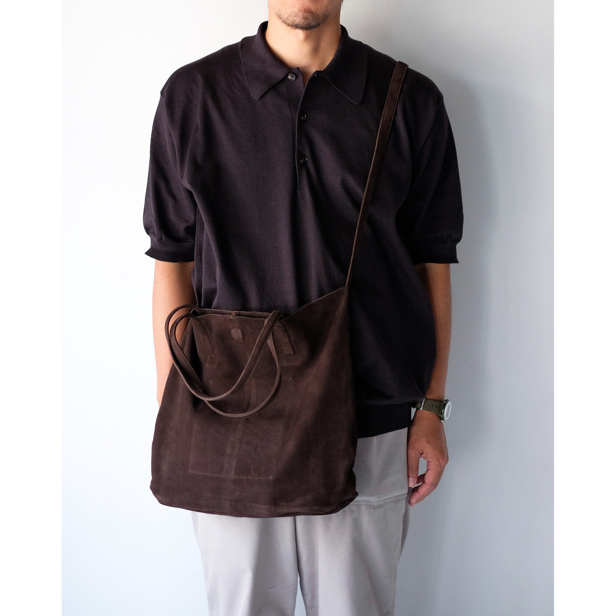 morphee / 3way Medium Tote(L Shoulder) / Oiled Suede Dark Choco