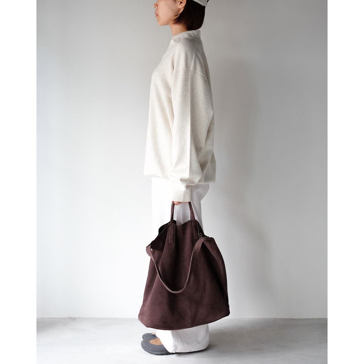 morphee / 2way Large Tote / Oiled Suede Dark Choco