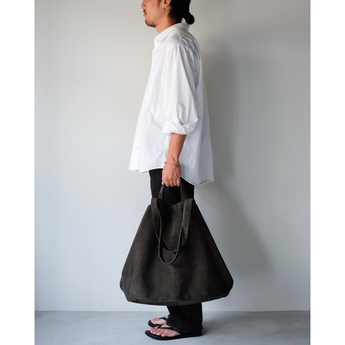 morphee / Double Tote XXL / Oiled Suede Moss Green