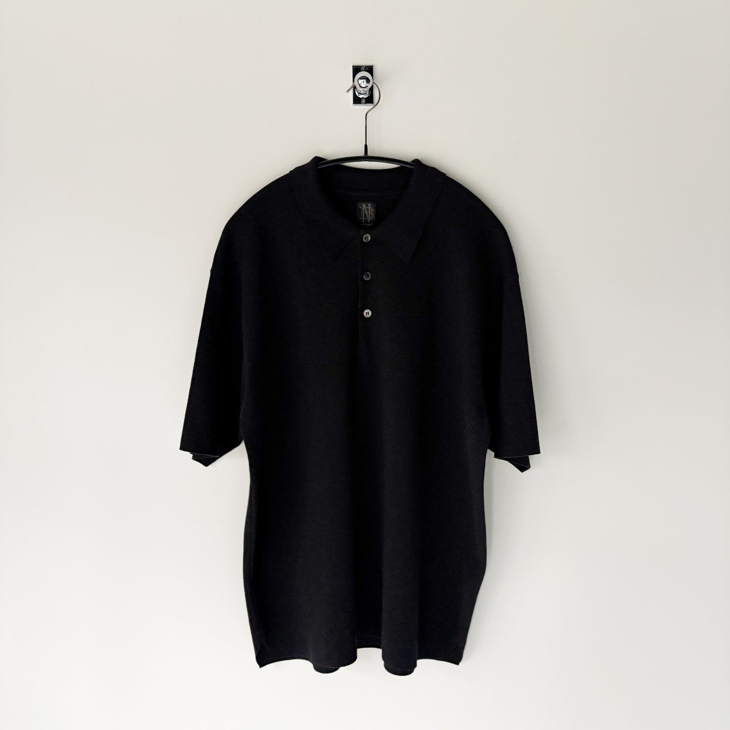 BATONER / 32G Smooth Knit Polo Short Sleeve(BN-SE-004) / Melange Black