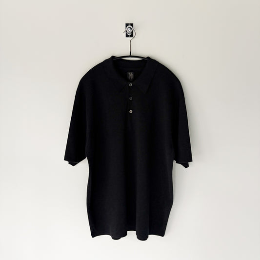 BATONER / 32G Smooth Knit Polo Short Sleeve(BN-SE-004) / Melange Black