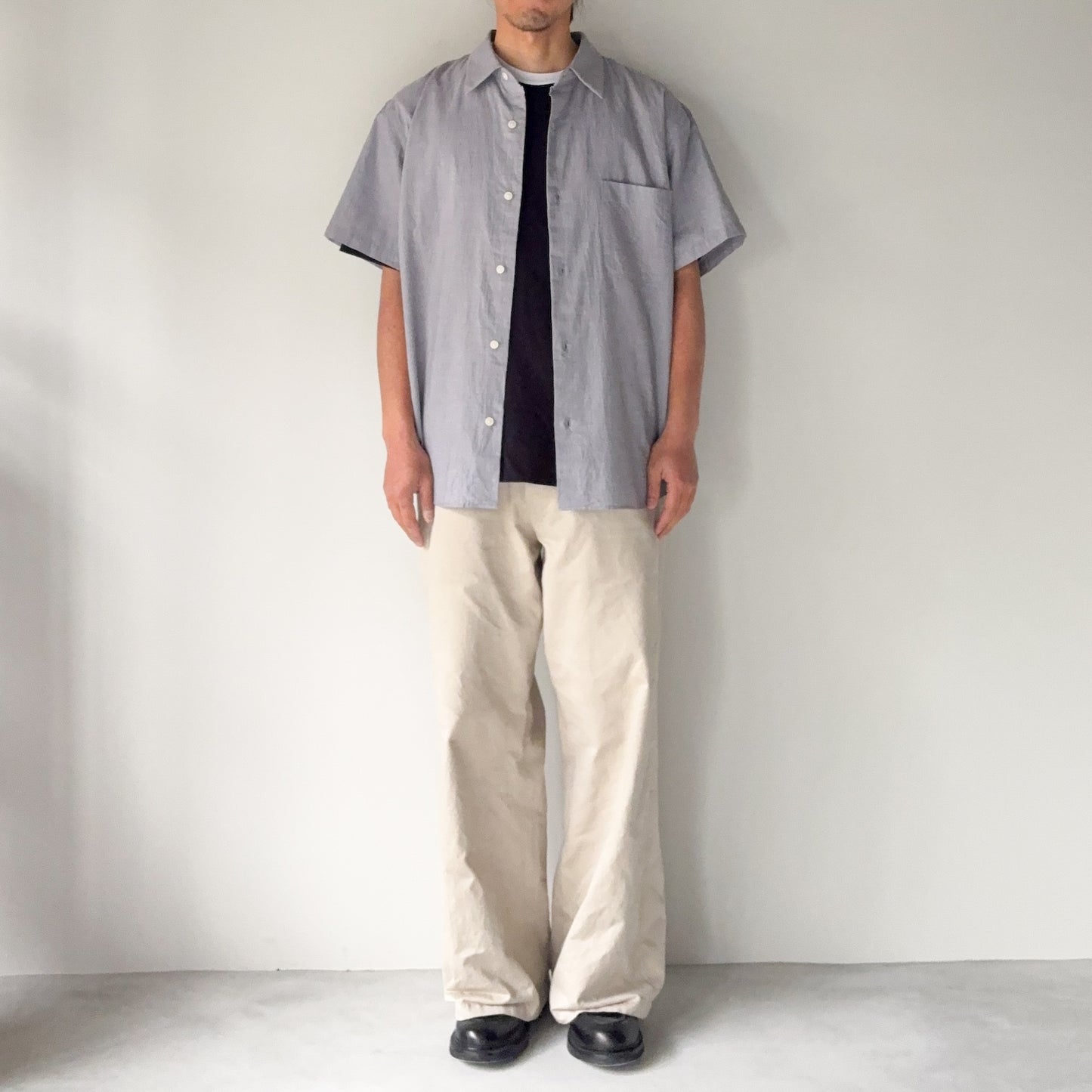 YAECA / Button Shirt Wide S/S / GRAY