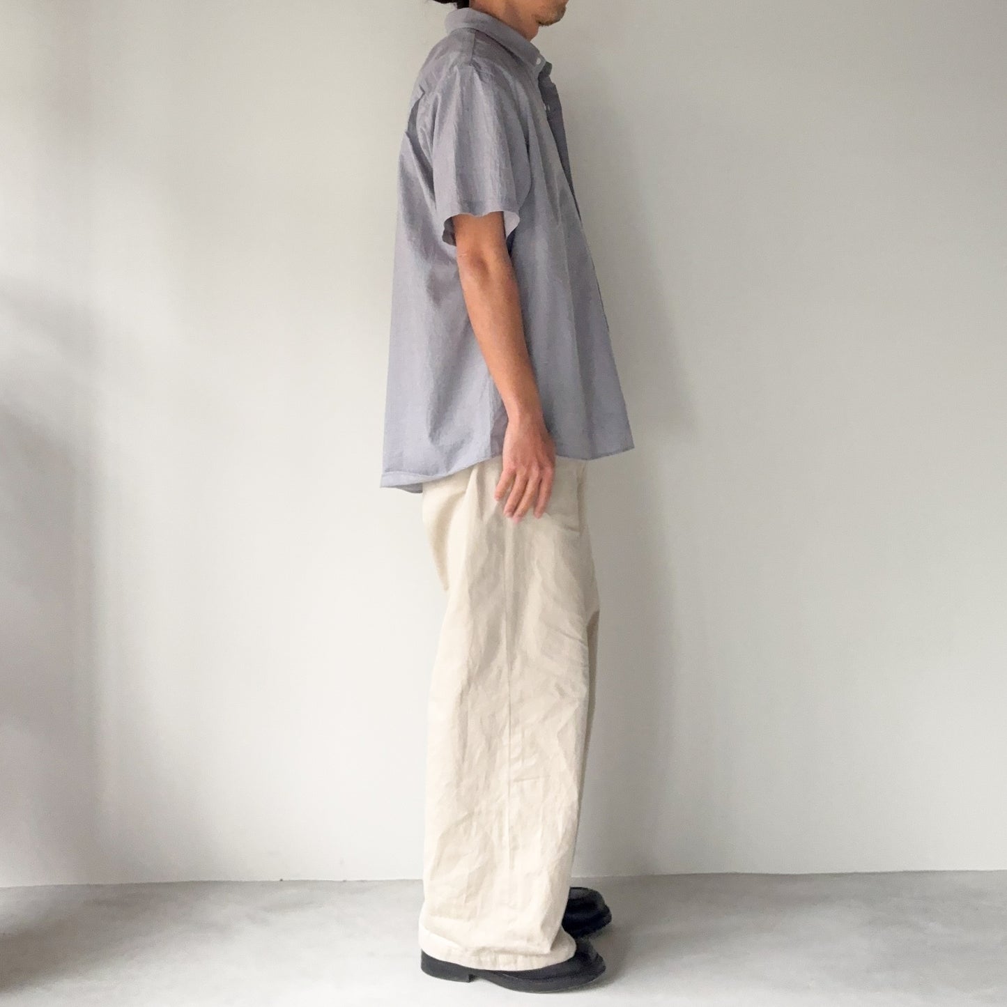 YAECA / Button Shirt Wide S/S / GRAY