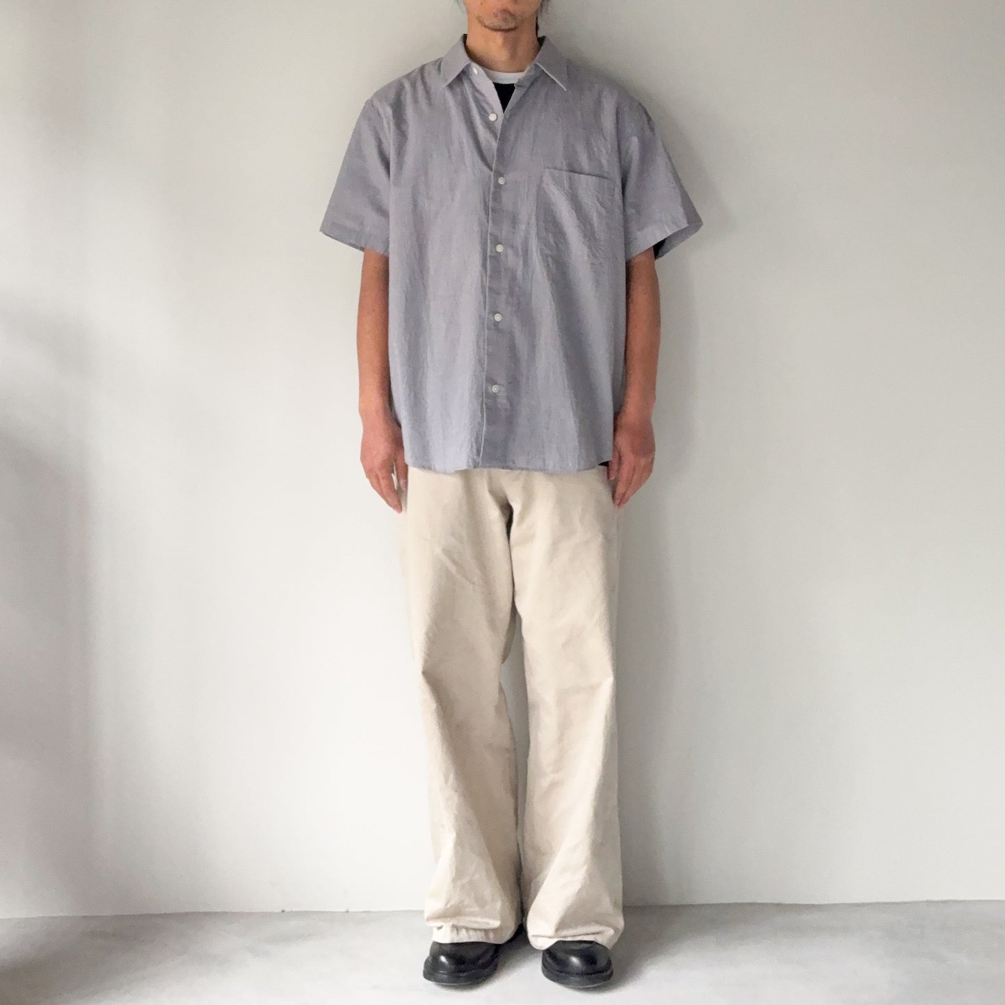 YAECA / Button Shirt Wide S/S / GRAY