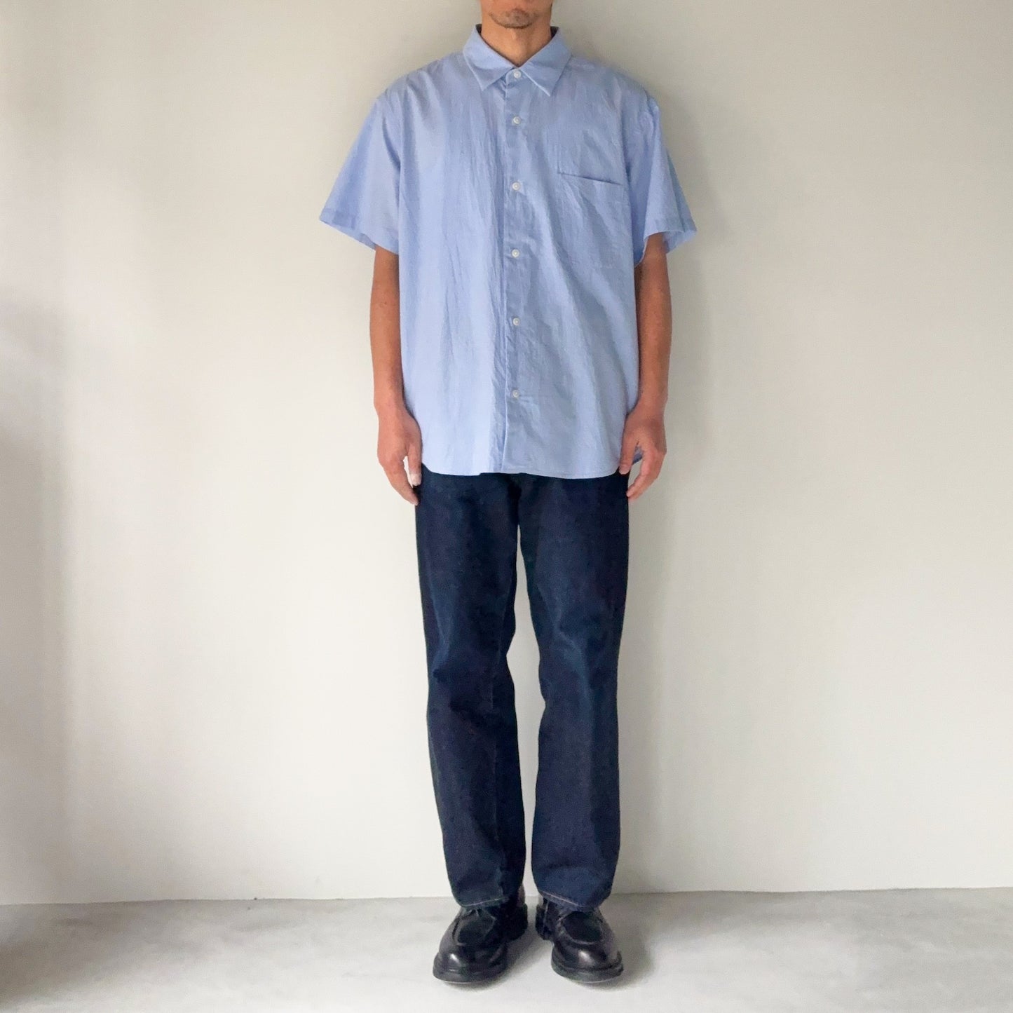YAECA / Button Shirt Wide S/S / BLUE