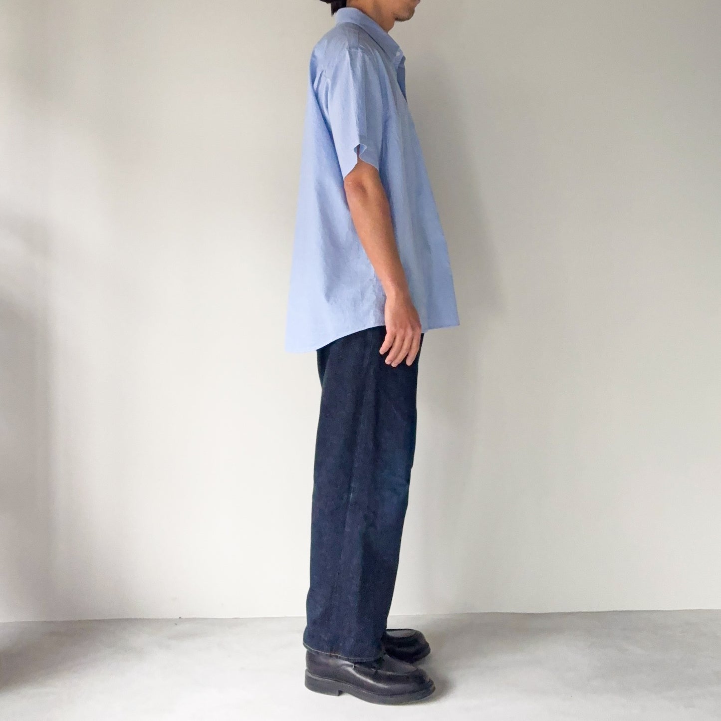 YAECA / Button Shirt Wide S/S / BLUE