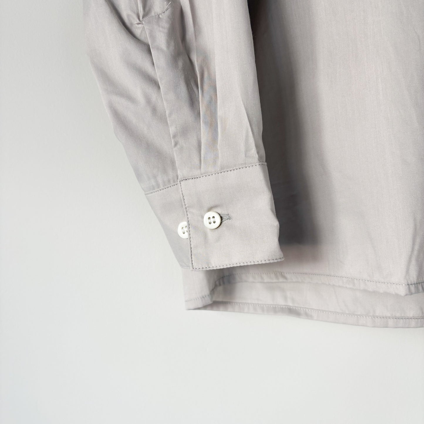 CIOTA / Open Collar Long Sleeve Shirt / Light Gray