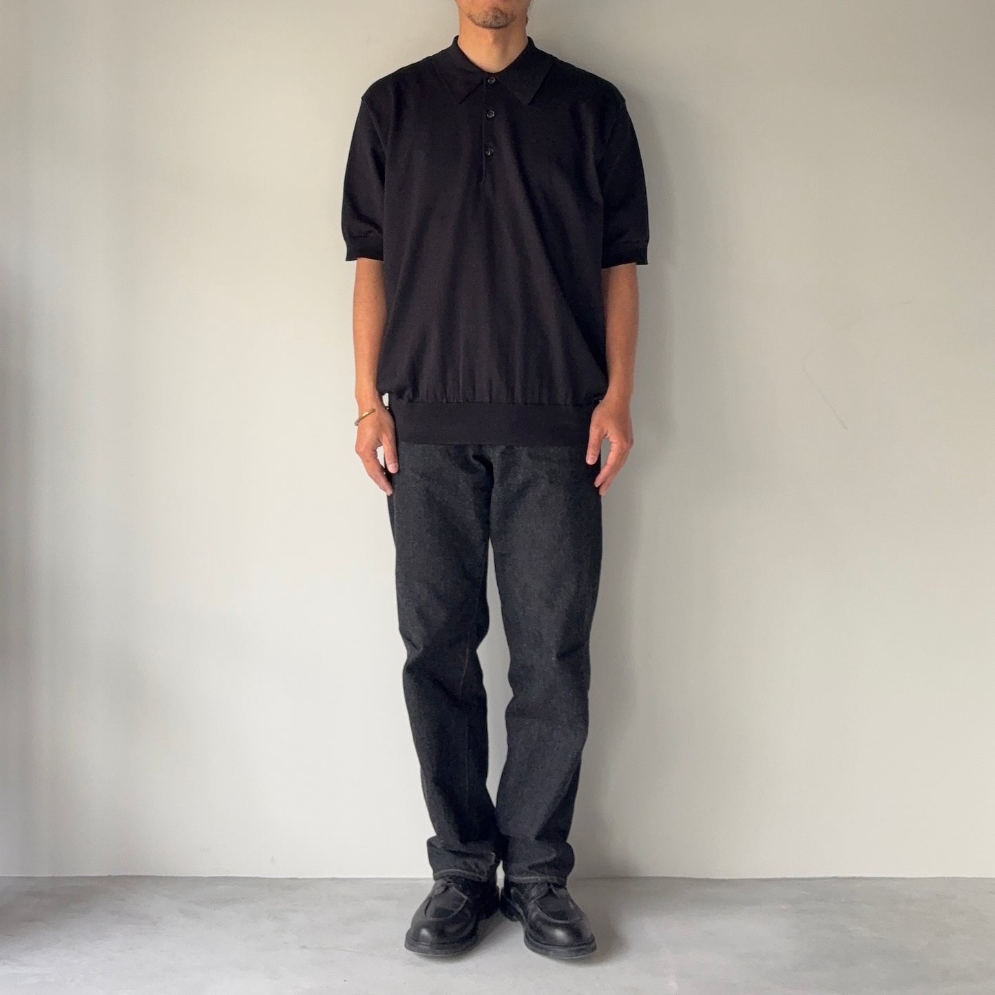 BATONER / Caribbean Seaisland Cotton Polo Short Sleeve / BLACK