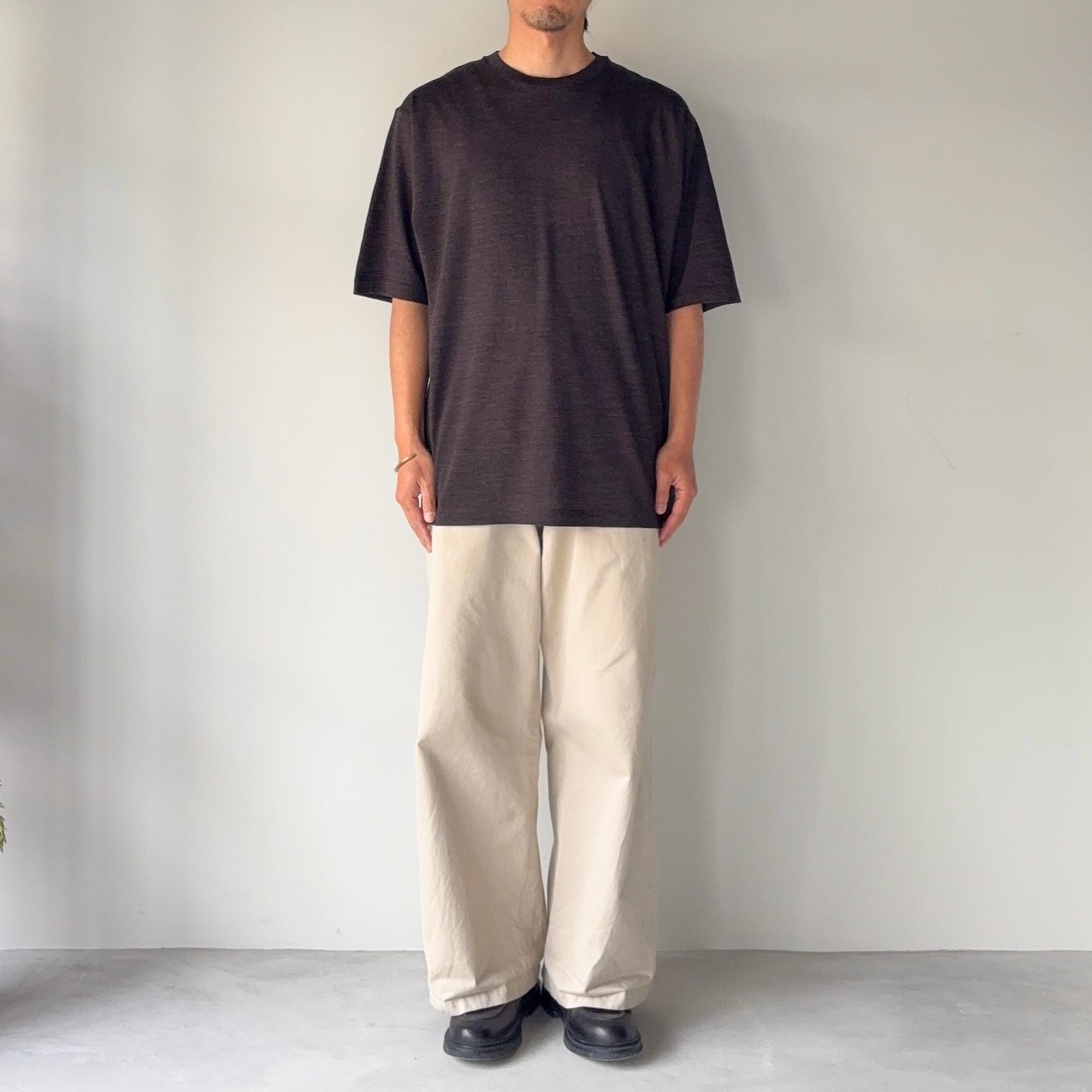 BATONER / Summer Wool T-Shirt / BROWN