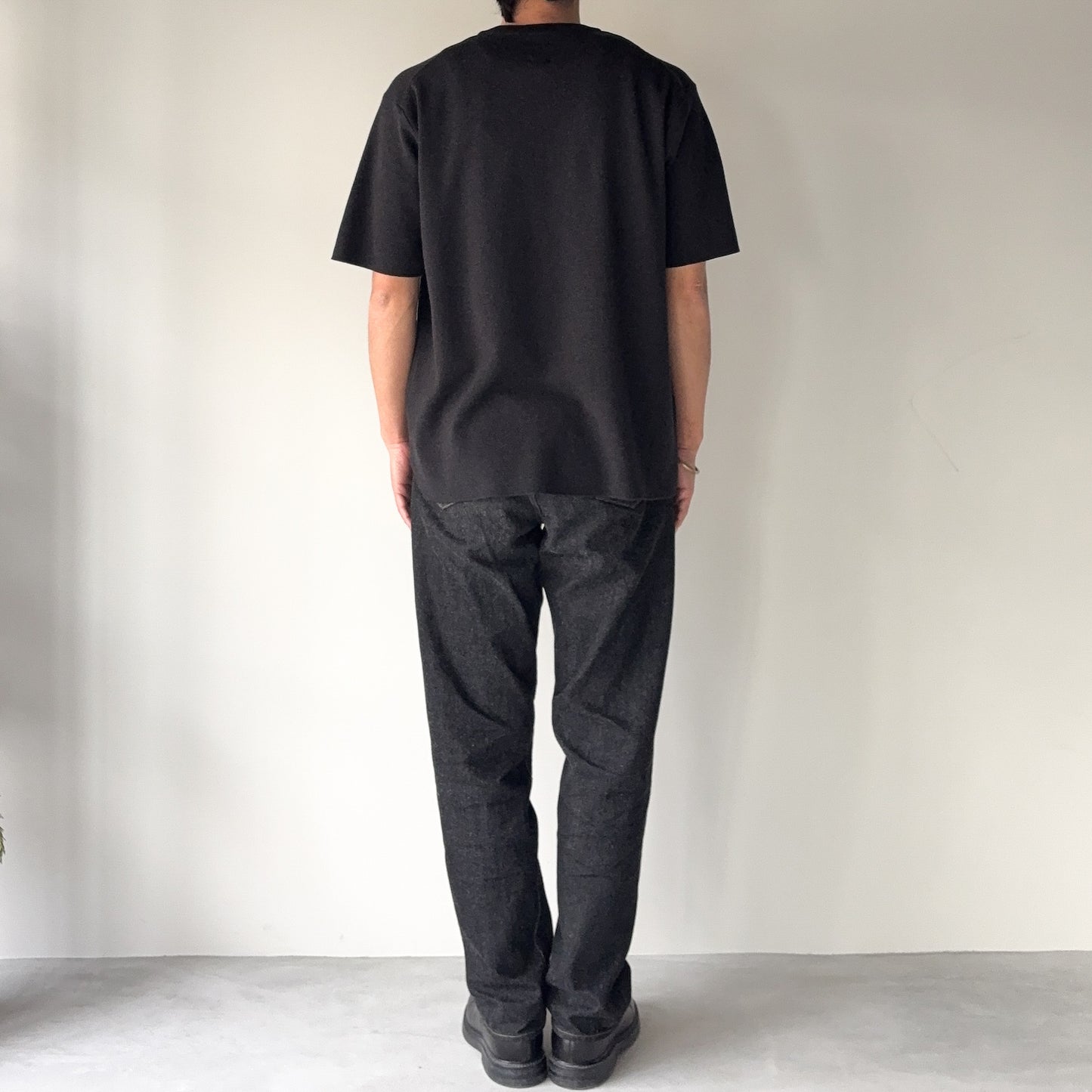 BATONER / 32G Smooth Knit T-Shirt / MELANGE BLACK