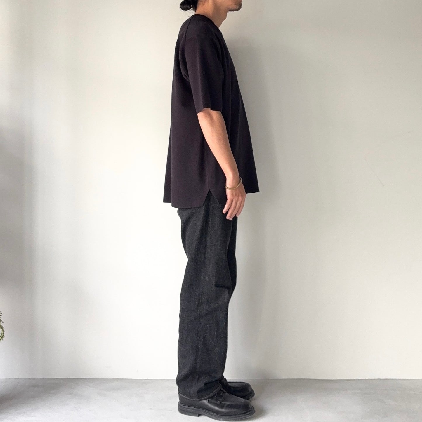 BATONER / 32G Smooth Knit T-Shirt / BLACK