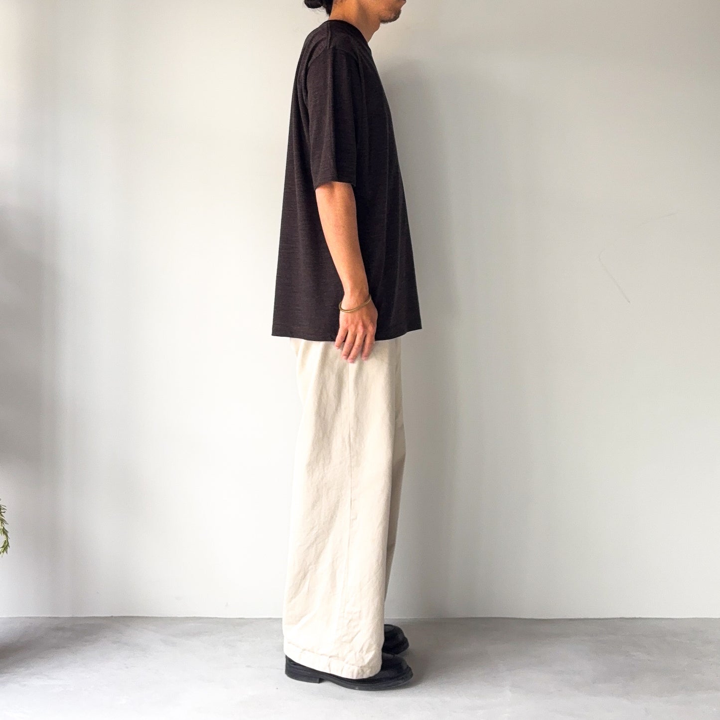 BATONER / Summer Wool T-Shirt / BROWN