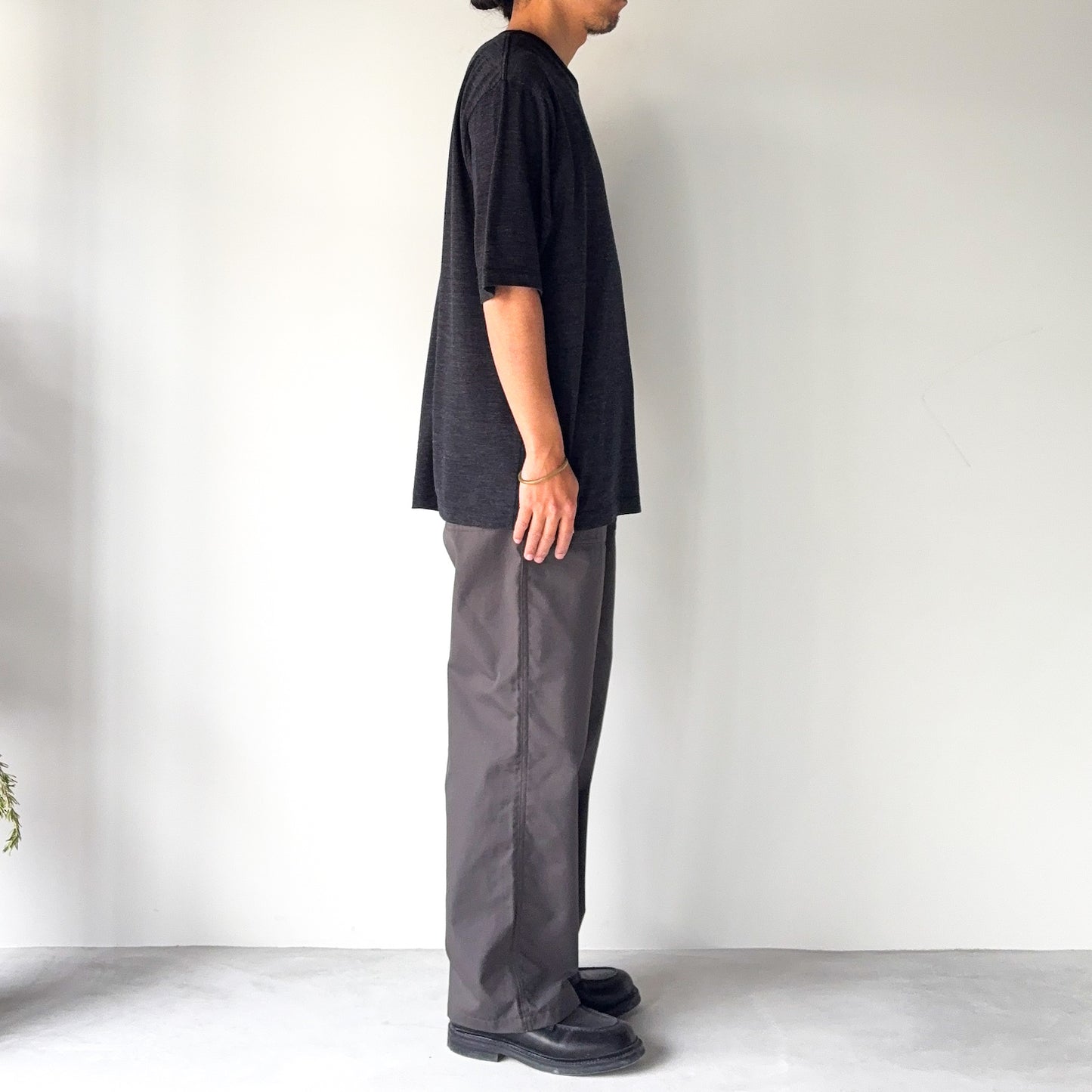 BATONER / Summer Wool T-Shirt / CHARCOAL