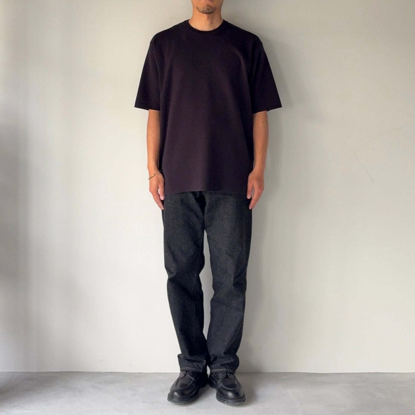 BATONER / 32G Smooth Knit T-Shirt / BLACK