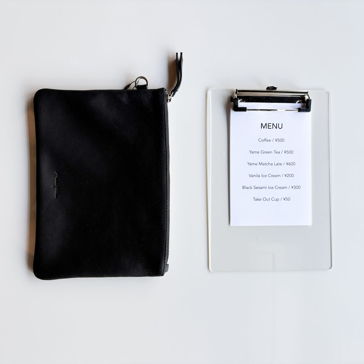 morphee / STRAP LEATHER POUCH / BLACK