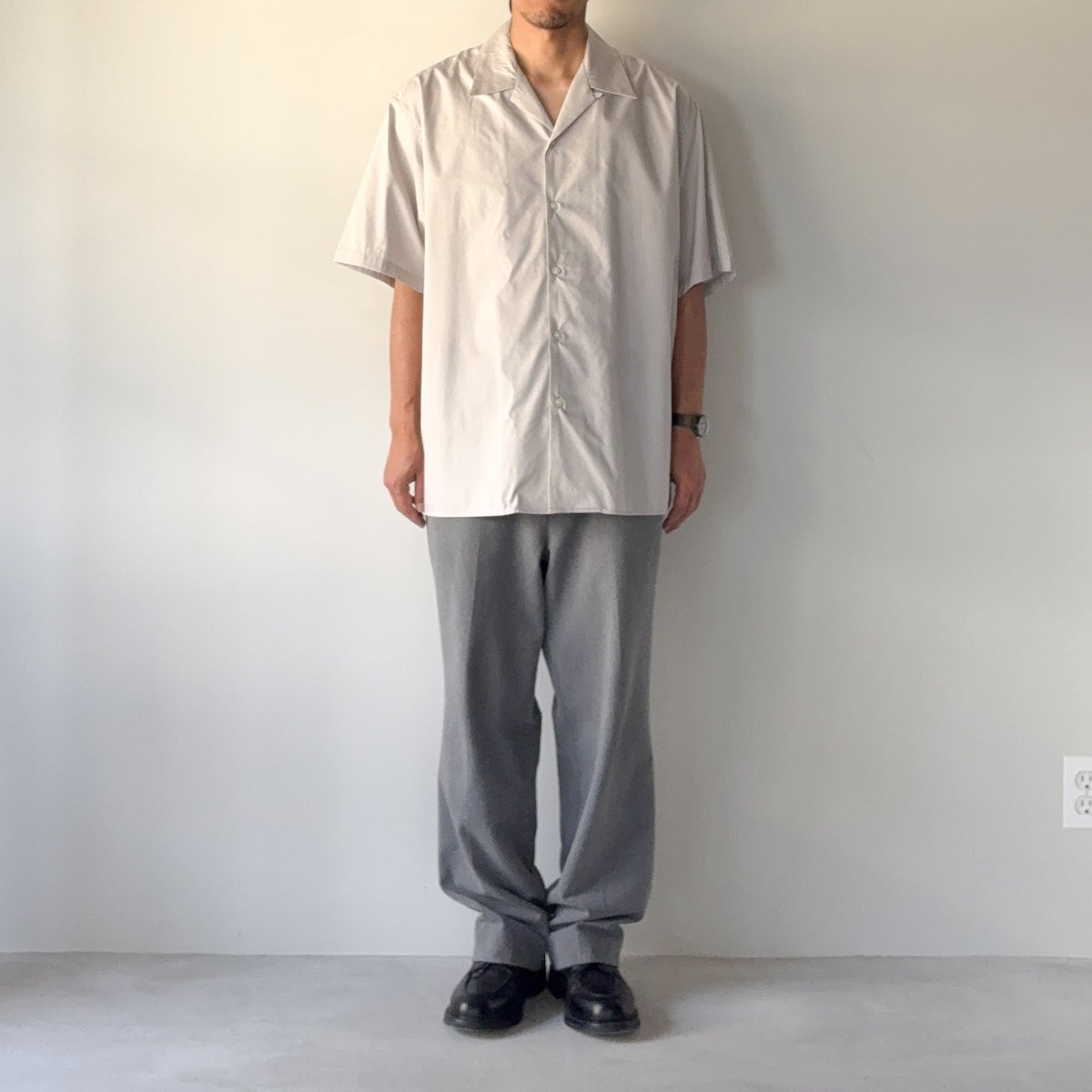 CIOTA / Open Collar S/S Shirt / L.Gray