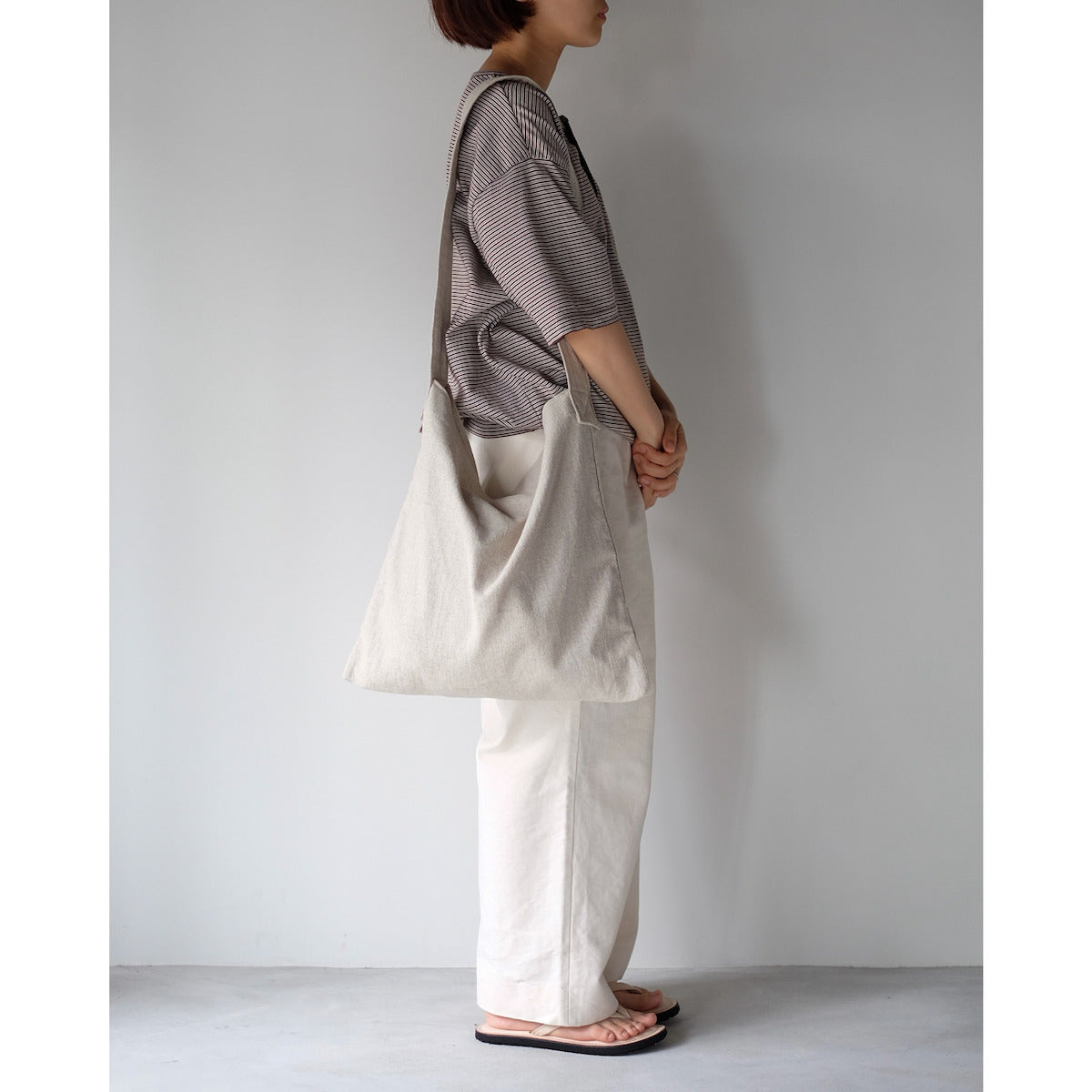 THREAD-LINE / Linen Cotton Flat Shoulder / BEIGE