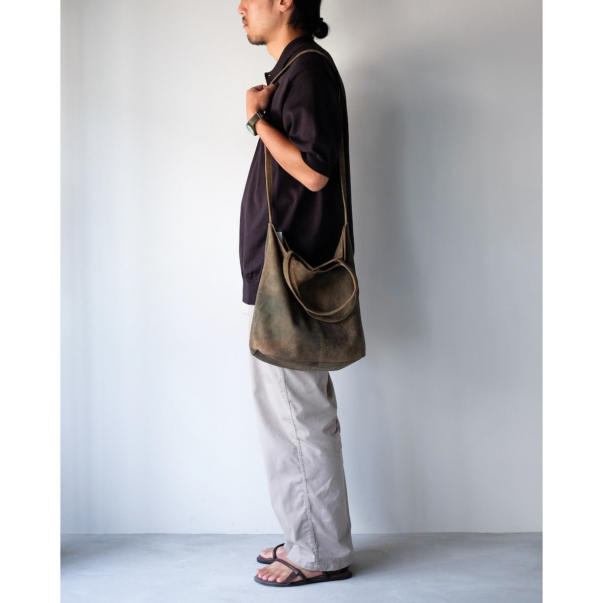 morphee / 3way Medium Tote(L Shoulder) / Antique Suede Rust Brown