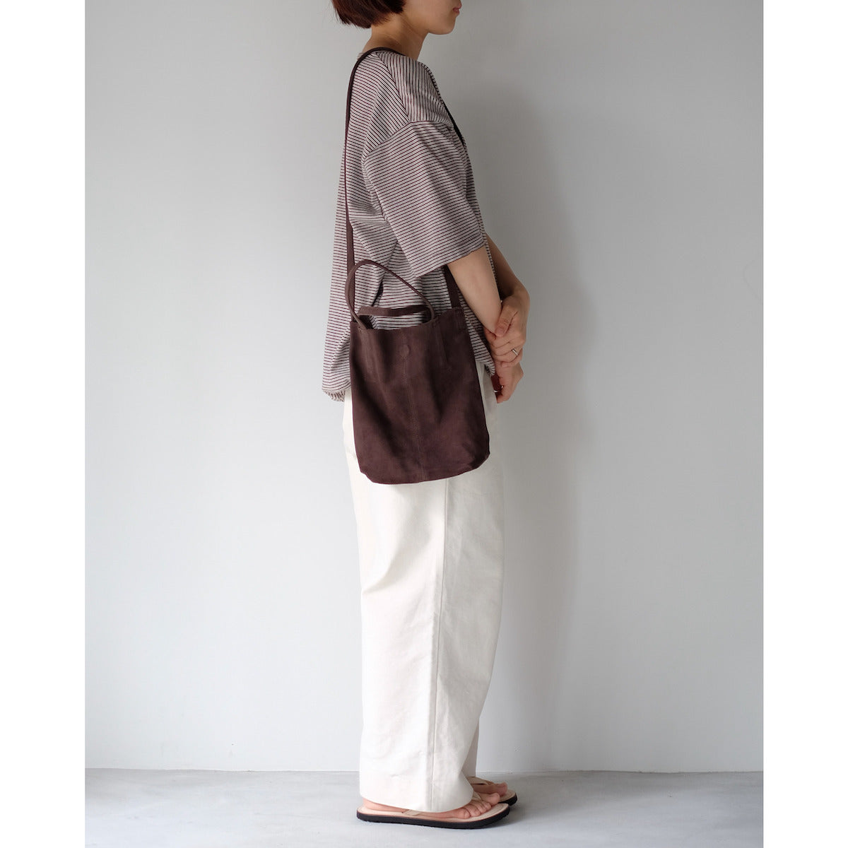 morphee / 2way Small Tote / Oiled Suede Dark Choco