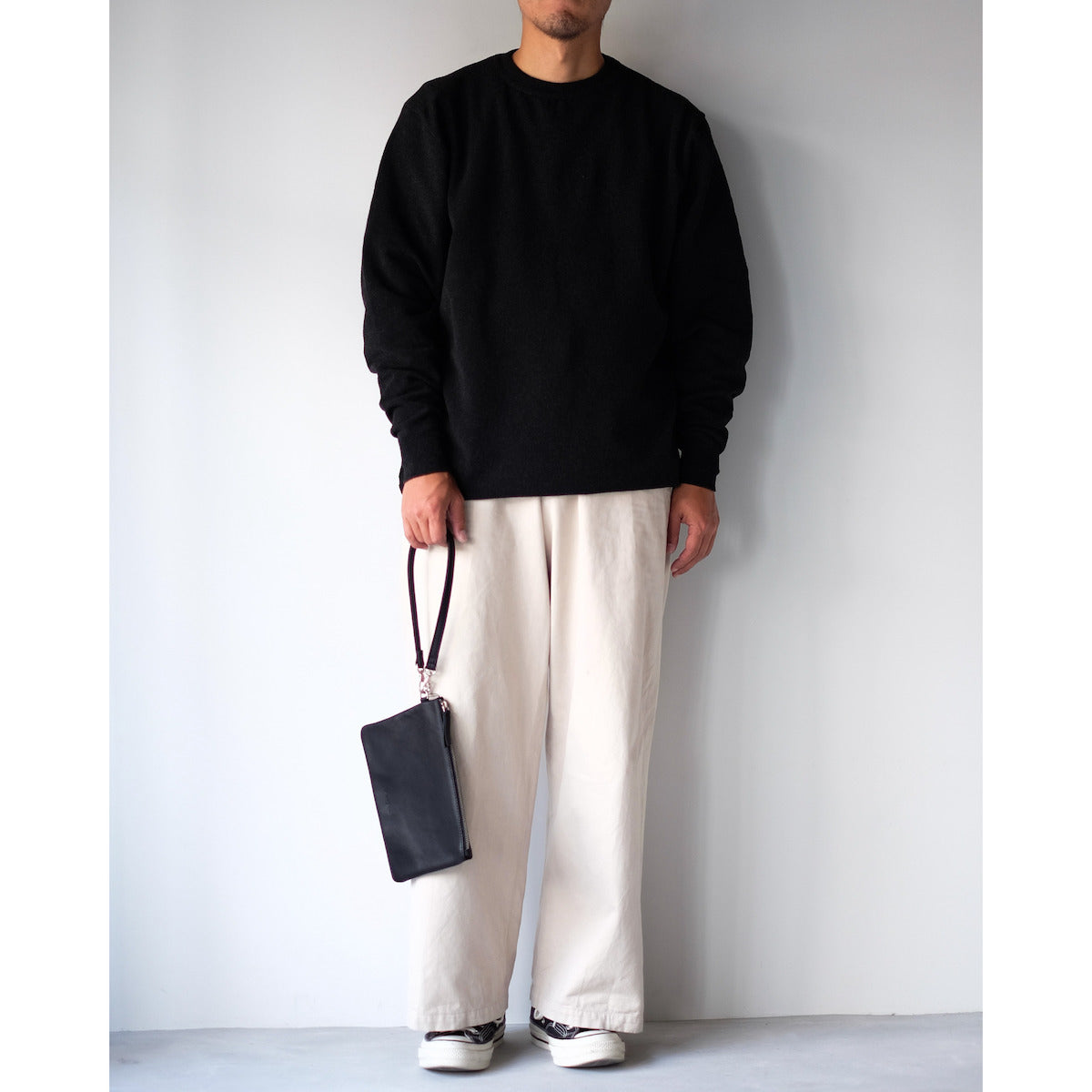 morphee / STRAP LEATHER POUCH / BLACK