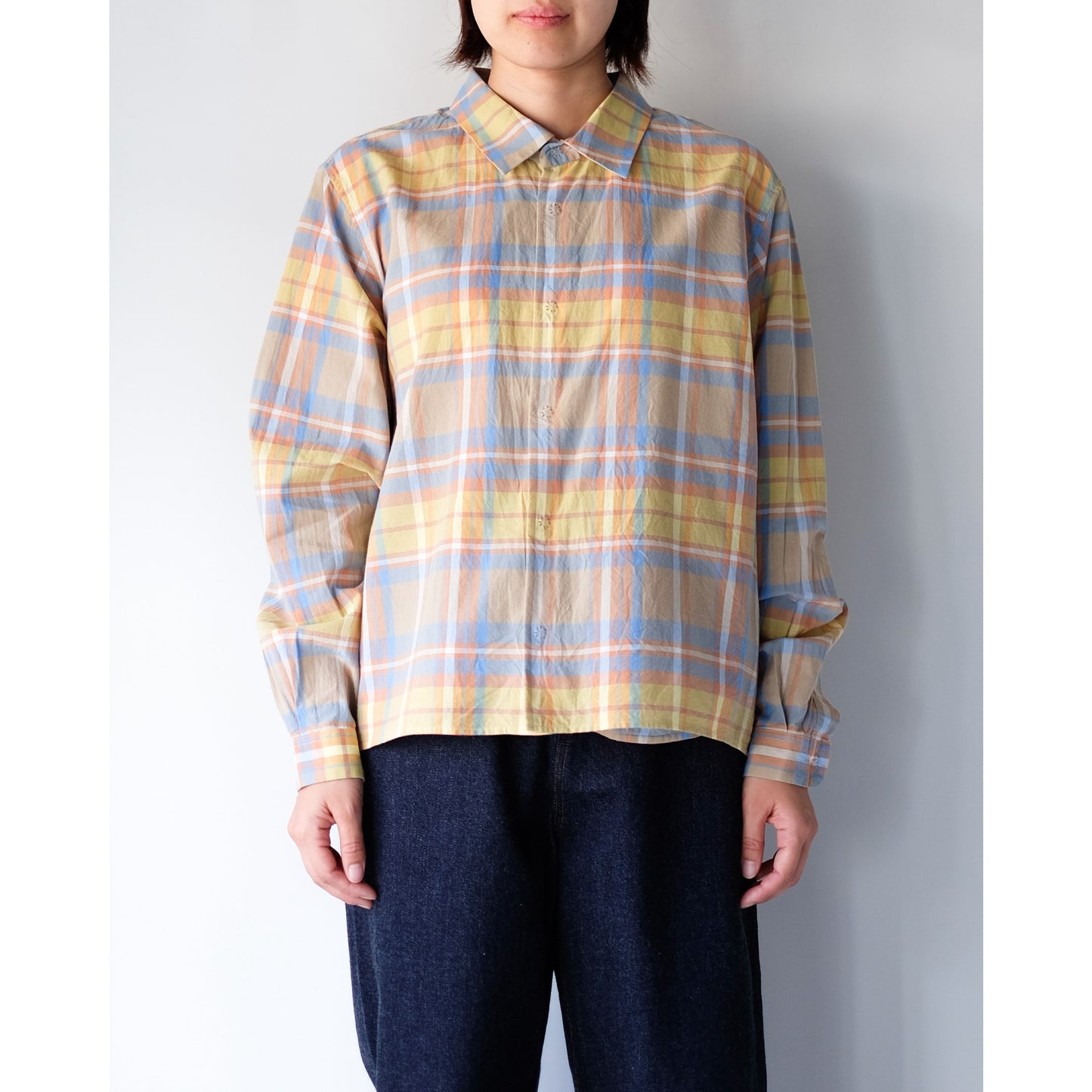 YAECA WOMEN / Relax Square Short Comfort Shirt / BEIGE-CH