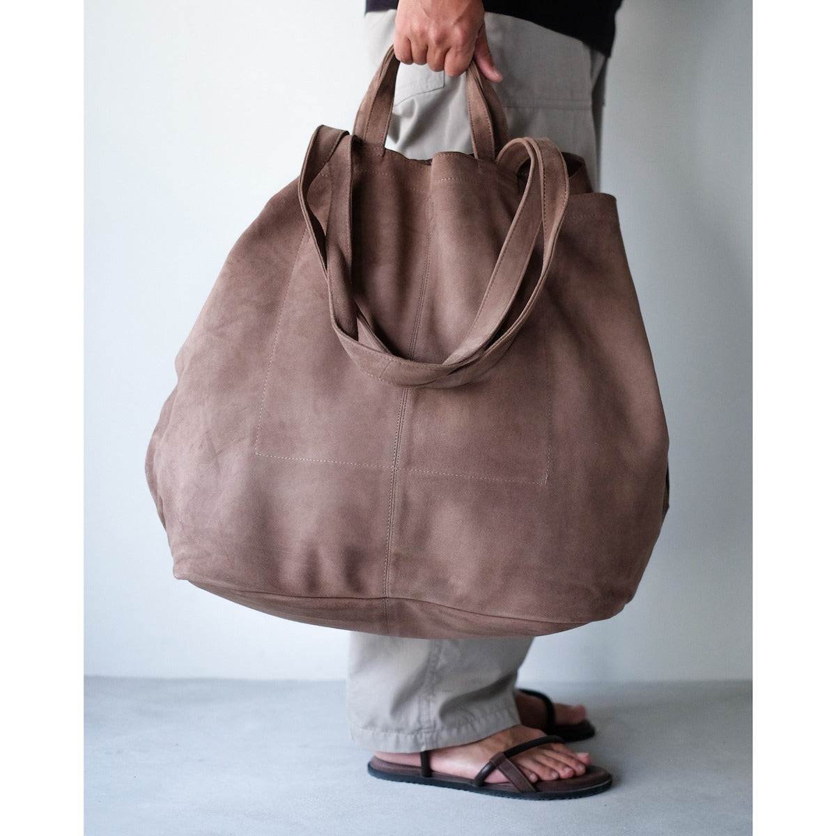 morphee / Double Tote XXL / Oiled Suede Elephant