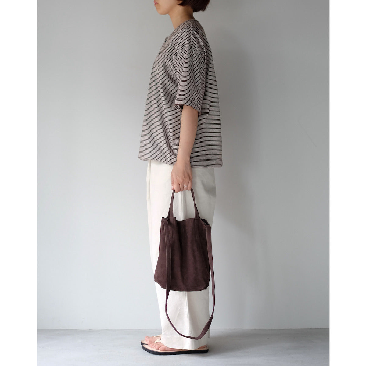 morphee / 2way Small Tote / Oiled Suede Dark Choco