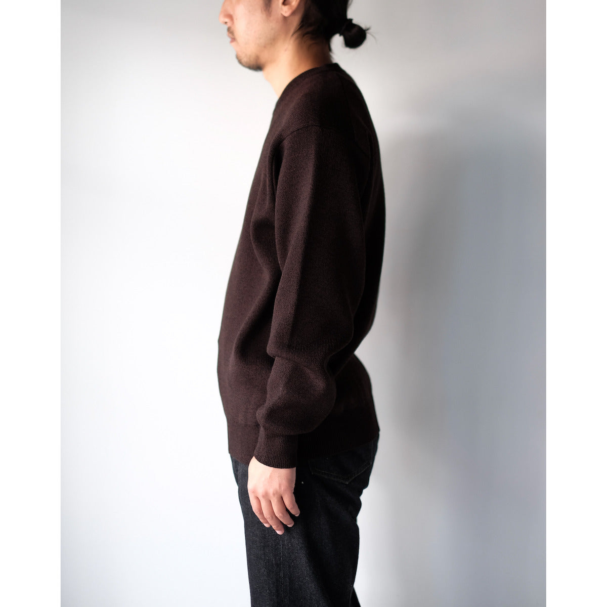BATONER / Solid Wool Smooth Crew Neck / ROSEWOOD