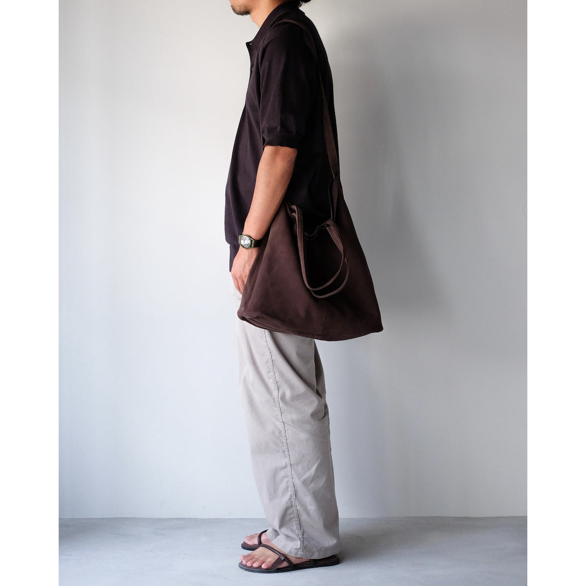 morphee / 3way Large Tote / Oiled Suede Dark Choco