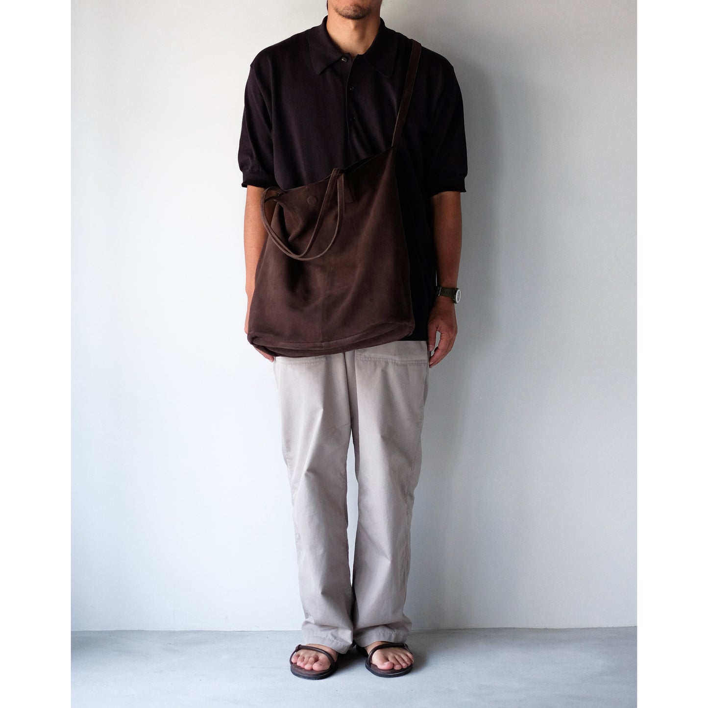 morphee / 3way Large Tote / Oiled Suede Dark Choco