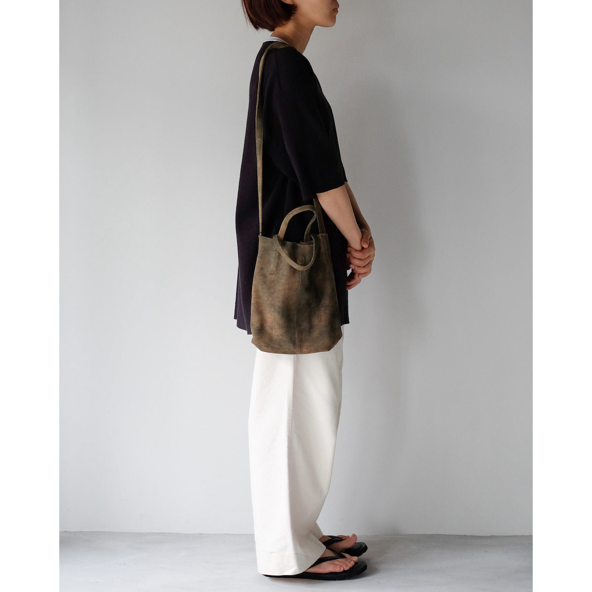 morphee / 2way Small Tote / Antique Suede Rust Brown