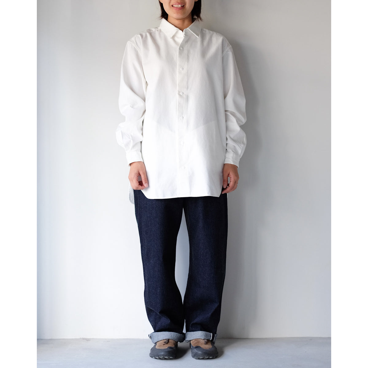 YAECA WOMEN / Relax Long Comfort Shirt / WHITE