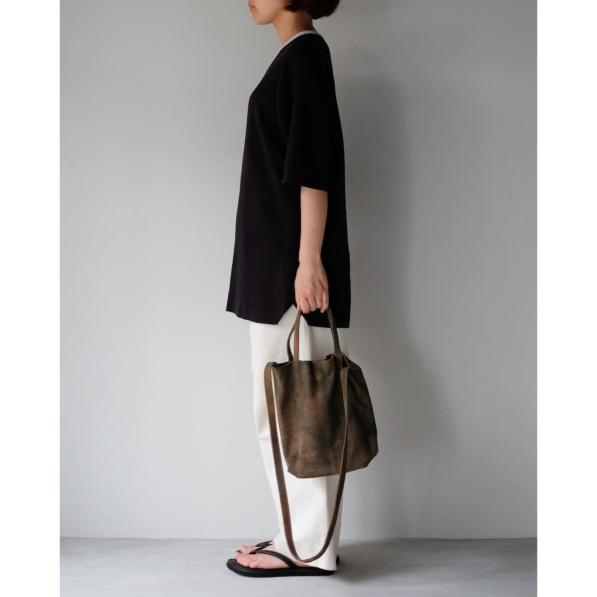 morphee / 2way Small Tote / Antique Suede Rust Brown
