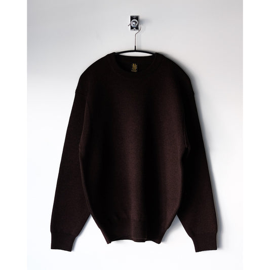 BATONER / Solid Wool Smooth Crew Neck / ROSEWOOD