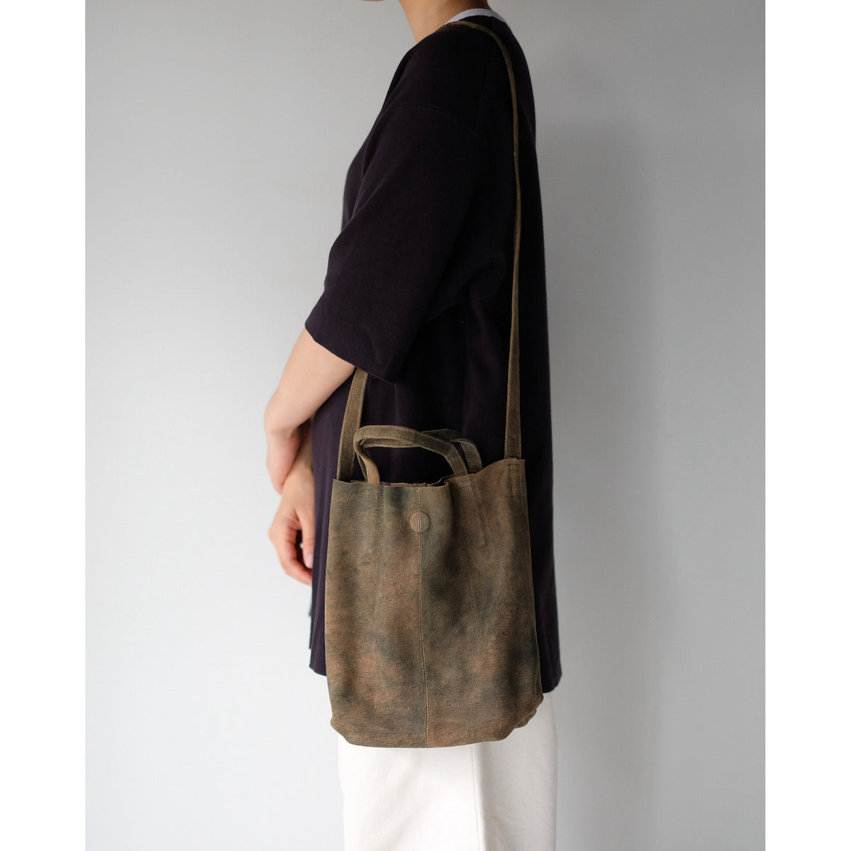 morphee / 2way Small Tote / Antique Suede Rust Brown