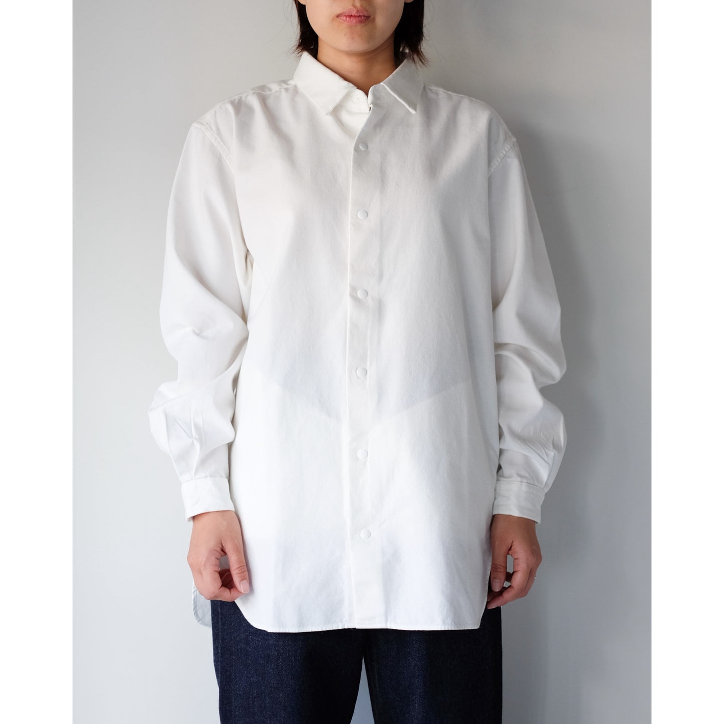 YAECA WOMEN / Relax Long Comfort Shirt / WHITE