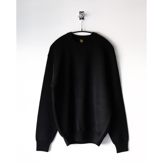 BATONER / Solid Wool Smooth Crew Neck / BLACK