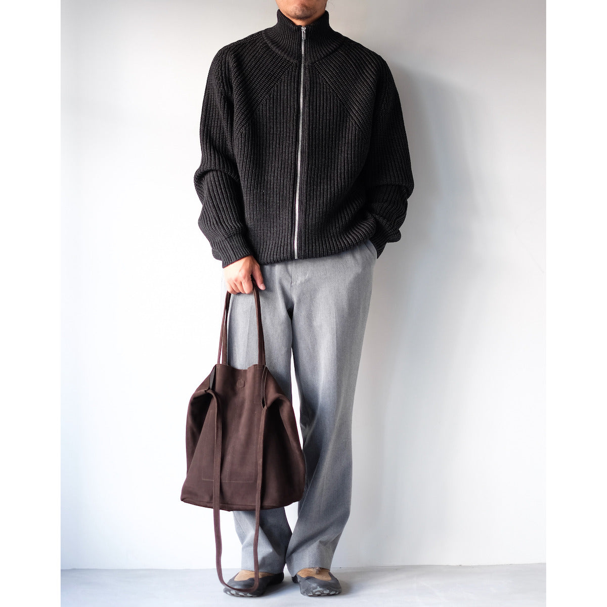 morphee / 3way Medium Tote(L Shoulder) / Oiled Suede Dark Choco