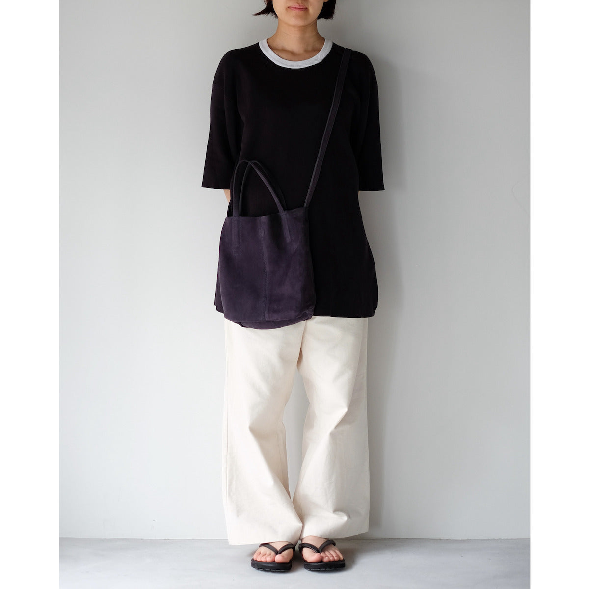morphee / 2way Small Tote(L Shoulder) / Oiled Suede Navy