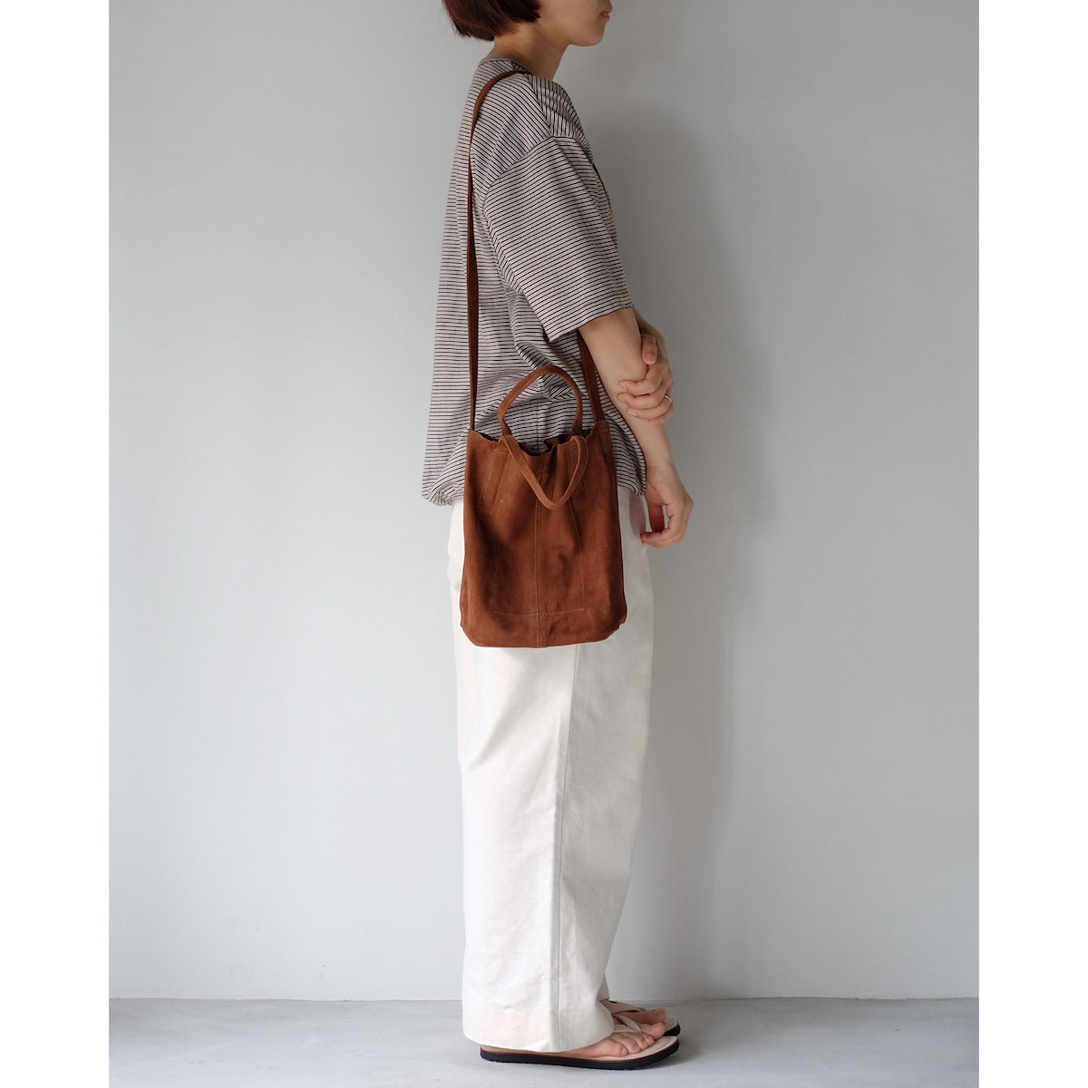 morphee / 2way Small Tote / Oiled Suede Brown