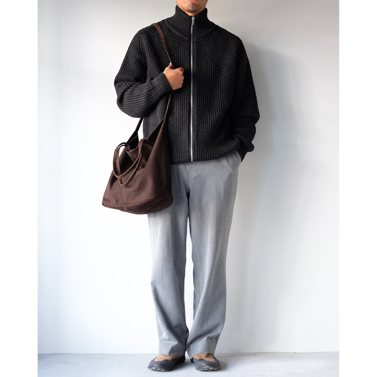 morphee / 3way Medium Tote(L Shoulder) / Oiled Suede Dark Choco