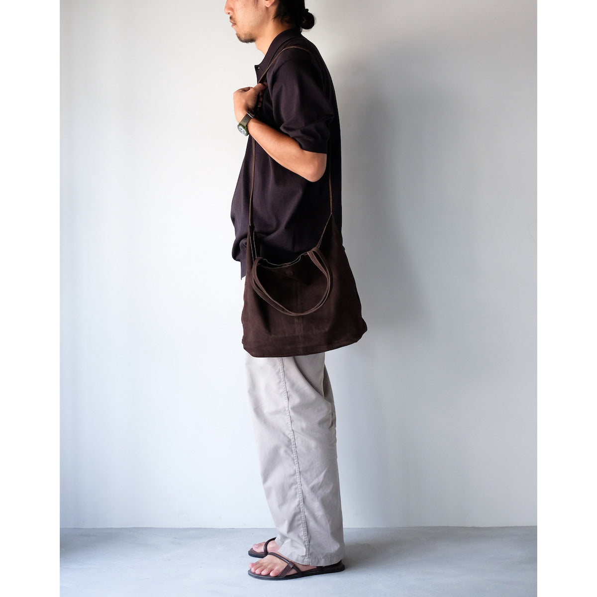 morphee / 3way Medium Tote(L Shoulder) / Oiled Suede Dark Choco
