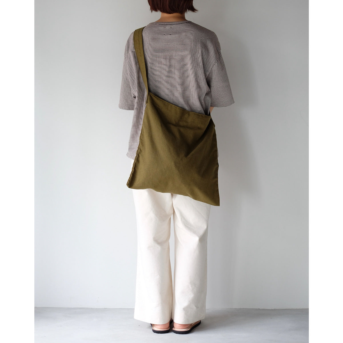 THREAD-LINE / Linen Cotton Flat Shoulder / KHAKI