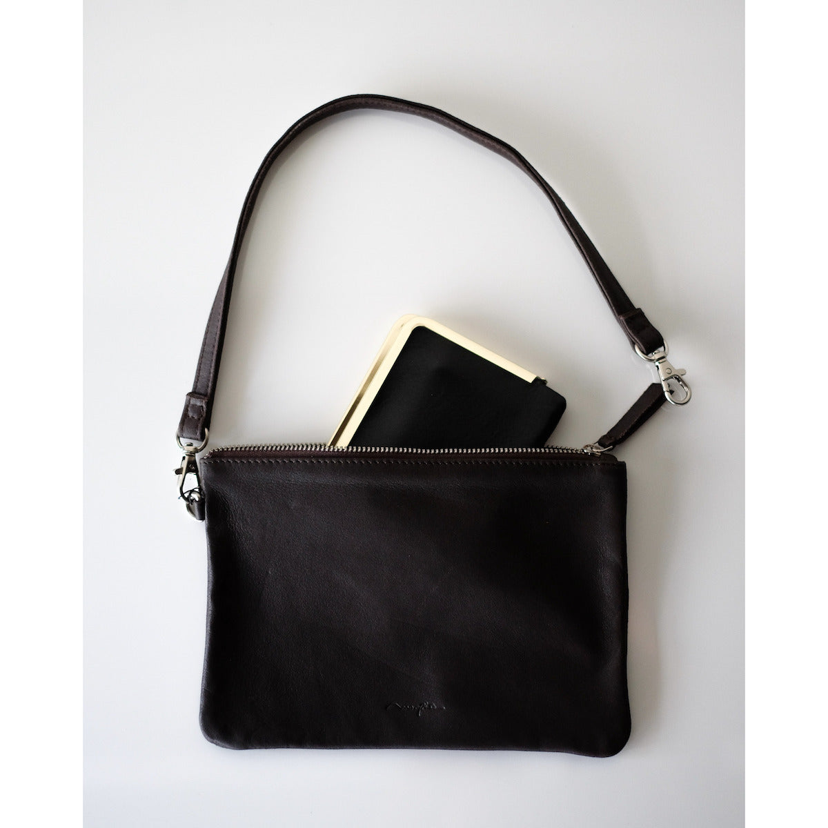 morphee / STRAP LEATHER POUCH / Dark Choco