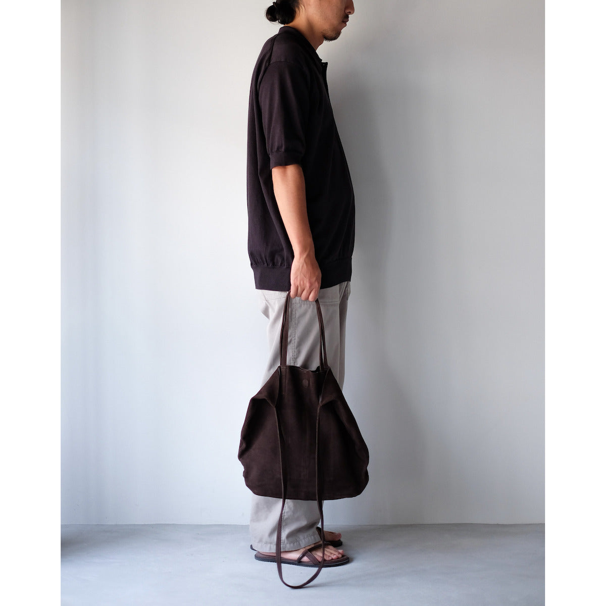 morphee / 3way Medium Tote(L Shoulder) / Oiled Suede Dark Choco