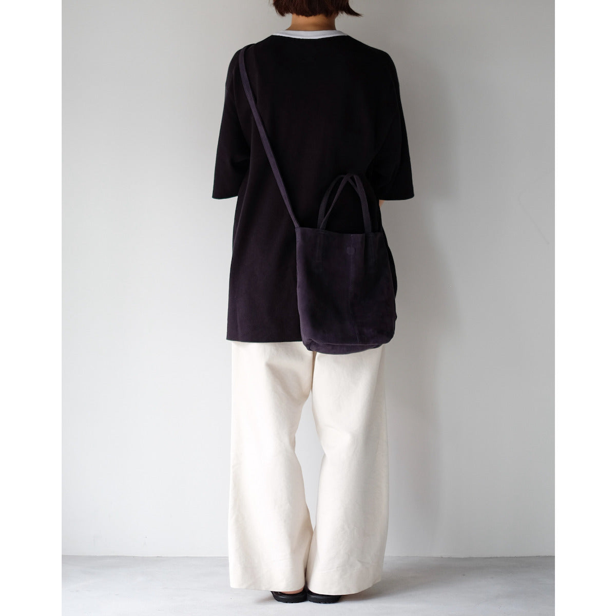 morphee / 2way Small Tote(L Shoulder) / Oiled Suede Navy