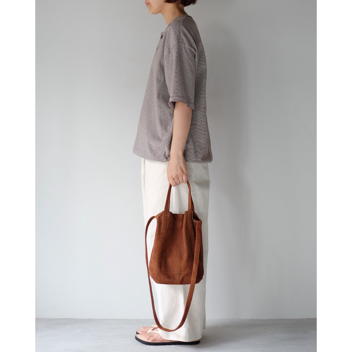 morphee / 2way Small Tote / Oiled Suede Brown