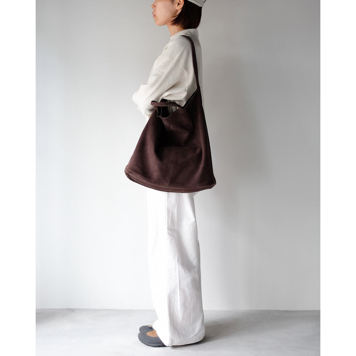 morphee / 2way Large Tote / Oiled Suede Dark Choco